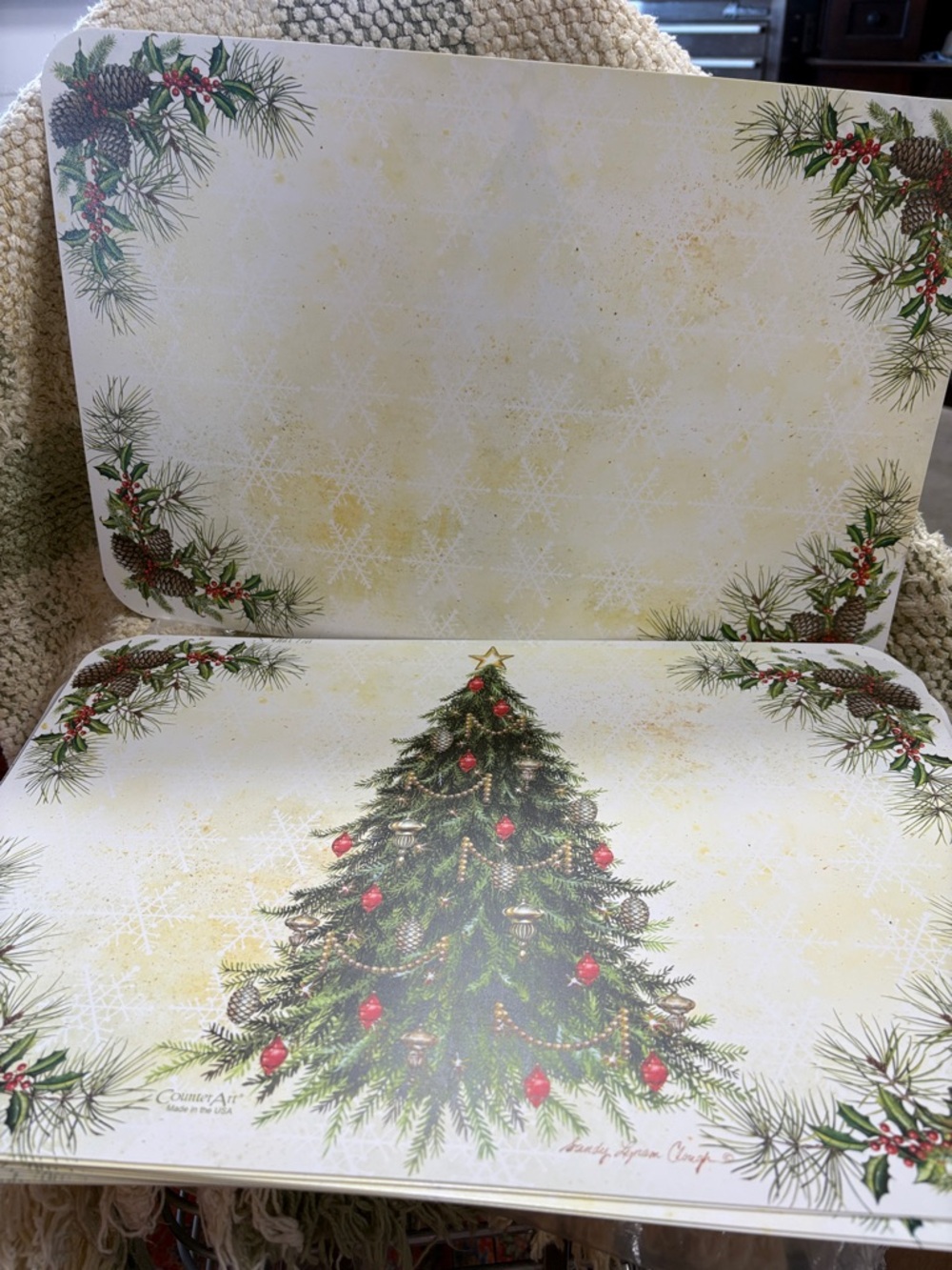 Counterparts Festive Pine Christmas Tree Placemats - Green & Red